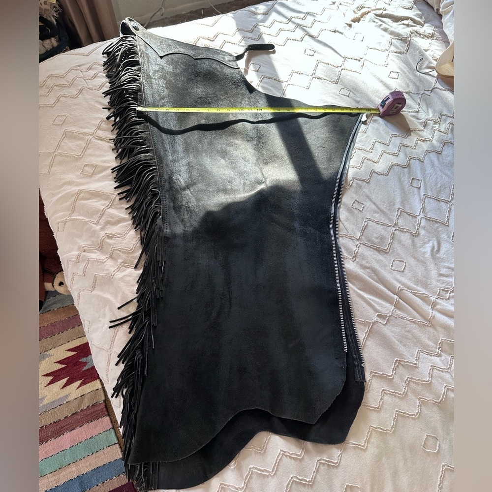 Black Fringe Leather Chaps